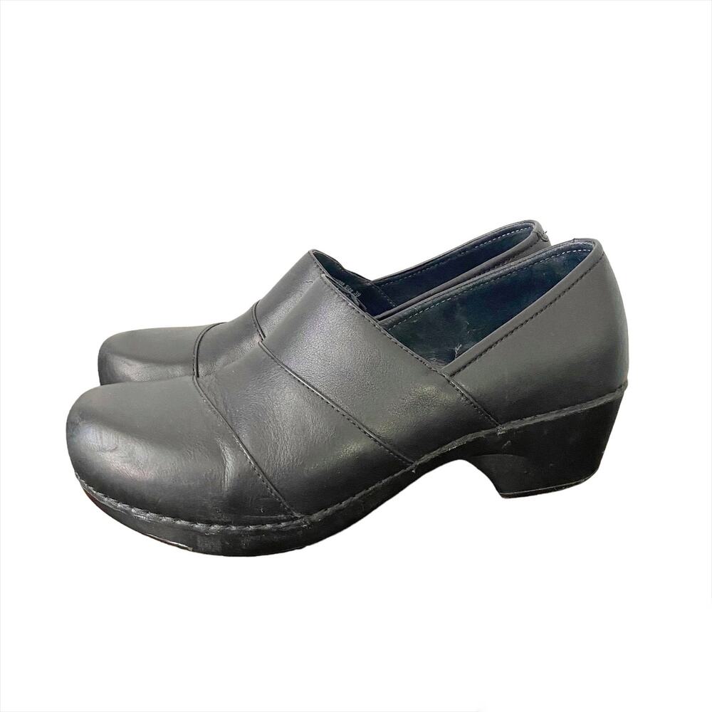 Dansko Tenley Black Leather Comfort Clog Nurse Shoe
